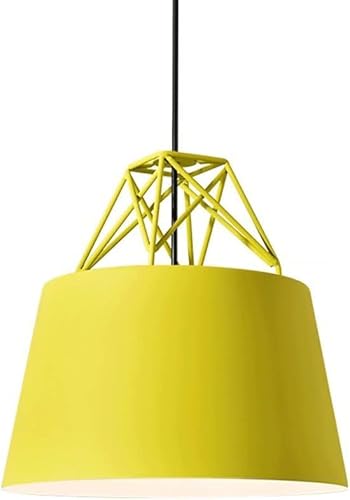LYMSXAZOU Modern Aluminum Pendant Light Macaron Metal Cage Hanging Lamp Elegant Industrial Ceiling Chandelier Luminaire Fashion Design Color Suspension Lights, Chandeliers