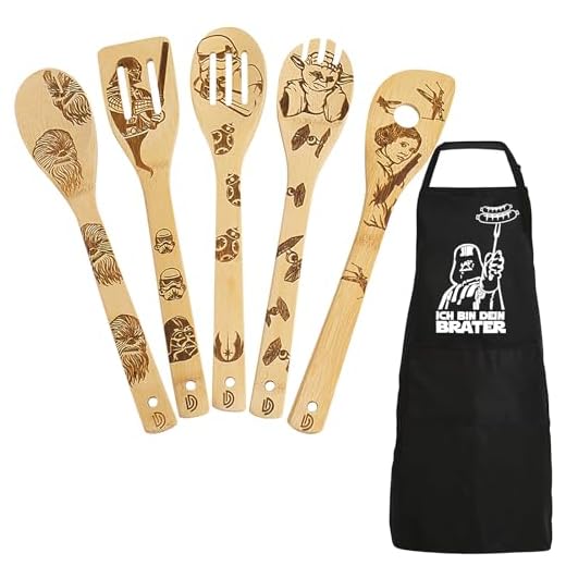 DaceStar Star Wars - Delantal para barbacoa para hombre y cuchara de cocina de madera, regalo de Star Wars, divertido delantal de cocina para hombre, Star Wars Merch, decoración de Star Wars, regalos