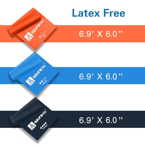 Image of A AZURELIFE Resistance Bands,Professional Long Non-Latex Elastic Stretch Bands,Exercise Bands for Physical Therapy, Yoga, Pilates, Rehab, at-Home or The Gym Workouts, Strength Training