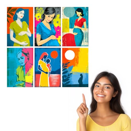 Image of SiddArtify Pregnancy Wall Art Poster Print Set - Modern Abstract Woman Decor for Living Room Bedroom Nursery - 8x12 Sticker Pack of 6