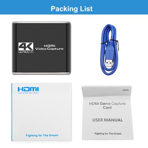 DIFCUL Tarjeta de Captura HDMI Audio Video con Salida de Bucle, 4K HD 1080P 60FPS USB 3.0 Tarjeta de Captura para transmisión, en Vivo para PS-4,Nintendo-Switch,X-Box One,X-box360