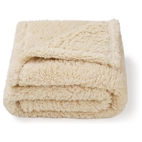 Luciphia Waterproof Dog Blanket Soft Pet Sherpa Calming Thick Blankets,Leakproof Cozy Pet Puppy Blanket for Medium Large Dogs Cats,Sofa Bed Car Couch Protector(Beige,80x63 inches) Cover