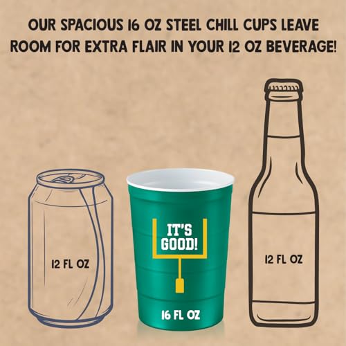 16 oz. Party Cup Football 'It's Good' Goal Post Design for Cold Drinks, Durable, Disposable, Recyclable, Made in USA, Green 12 Count - Image 6