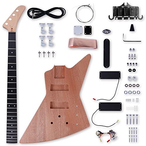 Leo Jaymz DIY Electric Bass Guitar Kits Mahogany Body, Roasted Maple