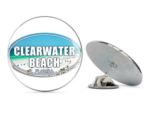 Oval Clearwater Beach (Florida fl Logo) Metal 0.75" Lapel Hat Pin Tie Tack Pinback2