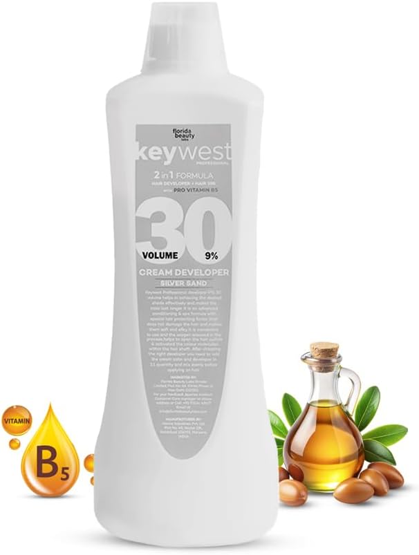 Keywest Professional Hair Color Developer 30 Volume 9% - 1000ml | Cream Developer for Hair Colour | 2in1 Formula With Pro Vitamin B5 Hair Spa
