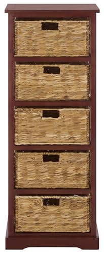 SAFAVIEH Home Collection Vedette Cherry 5-Drawer Wicker Basket Storage Tower (Fully Assembled)