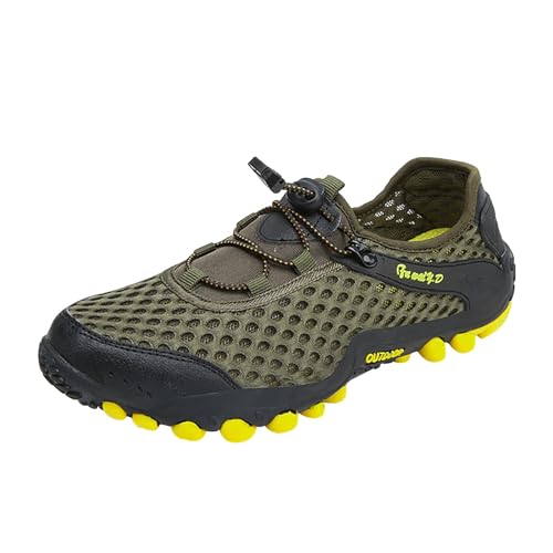 Aqua Shoes - Zapatillas deportivas de malla, zapatos de buceo al aire libre, senderismo, zapatillas deportivas informales, para caminar, playa, natación, senderismo, tenis ligeros para fitness, Green