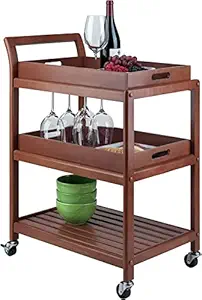 ADVRZO Entertainment Kitchen Cart/bar Trolley, Walnut/Dark Black Finish (advrzowitroblackwalnut008)
