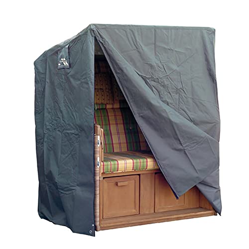 Strandkorb Schutzhülle, Strandkorbhüllen aus 600D Oxford Gewebe und PVC Beschichtung, Wasserdicht Winterfest Strandkorb Abdeckung, Abdeckhaube für Strandkorb mit UV-Beständiges (135 x 95 x 140/165cm)