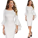 Ausschnitt: O-Ausschnitt MTBDLYQ Damen Kleider Elegant,Frauen Herbst Elegante Lange Flare Glocke Ärmel Fashion Vintage Pinup Formellen Party Cocktail Figurbetontes Bleistift Mantel Kleid