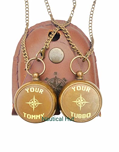 Brújula de latón personalizada impermeable con estuche de cuero miniatura 4