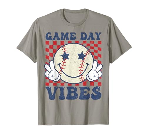 Game Day Vibes Baseball Retro Groovy Baseball Niños Niñas Camiseta