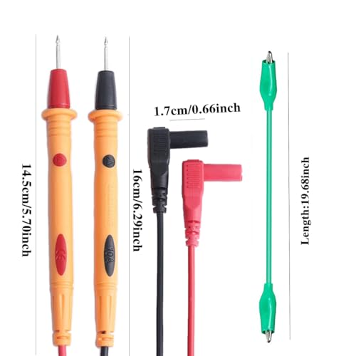 Image of Multimeter Leads, 2PCS Multimeter Test Leads, Multimeter Probes and 10 PCS Alligator Clips Insulated Metal for Test Extension, Multimeter Accessories, Crafts, Electrical Testing, Experiment