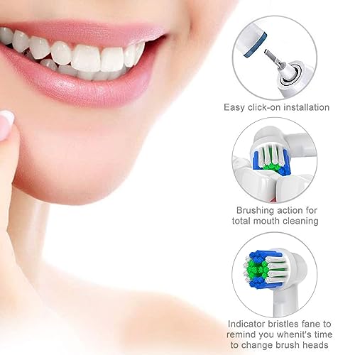 GENKENT Replacement Toothbrush Heads Compatible with Oral-B Braun, 20 Pcs Professional Electric Toothbrush Brush Heads for Oral B Replacement Head Refill Pro 500/1000/1500/3000/3757/5000/7000/7500/8000
