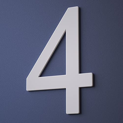 3 Inch House Numbers Sticker Stainless Steel, Self-Stick Metal Address Number White Sign 4 (#4) #TOP7