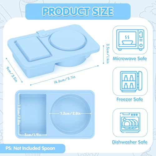 Dalycro Silicone Snack Containers with Lids – Reusable Snack Containers with Double Compartments for Adults Mini Silicone Food Box Perfect for Travel Lunch Gym (Blue) — view 2