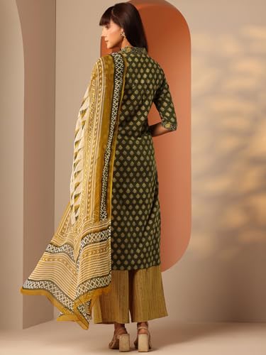 Image of Libas Printed Libas Cotton Straight fit Kurta set for Women | daily wear suit