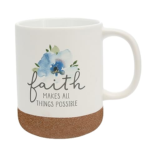 Taza de cerámica blanca con diseño floral 16 oz miniatura 1