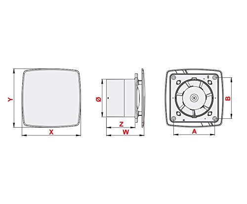Extractor de aire silencioso para baño de 100 mm con interruptor de cremallera y panel frontal blanco KWS100W + PNB