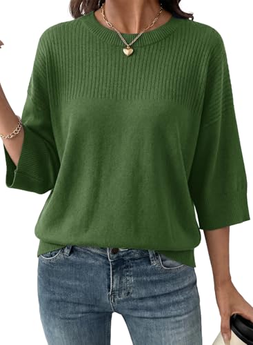 Dokotoo Summer Fall Sweater for Women Oversized Knit Tops Shirts Green
