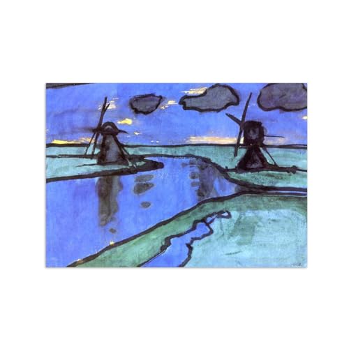 Art mural impression sur toile Deux Moulin reproduction d'art fine de luxe