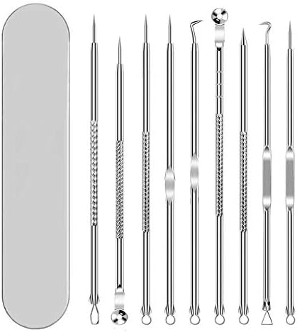 KINGMAS 9 Pcs Blackhead Remover Pimple Comedone Extractor Tool Best Acne Removal Set