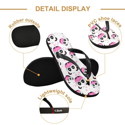 Cute Panda Heart Flip Flop Beach Summer Casual Sandal for Women & Men Shower Shoes 23016452
