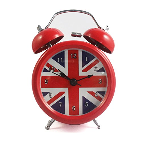Vintage Alarm Clock British London Flag Table Desk Alarm Clock No Ticking Kids Children Clock,Red Color