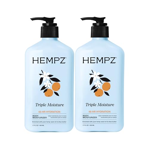Hempz Triple Moisture Herbal Whipped Body Crème Lotion Moisturizer, 17 Fl Oz (Pack of 2)