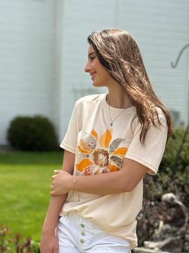 Anbech Womens Dandelion Graphic T-Shirts Teen Girls Cute Sunflower Print Casual Tee Tops3