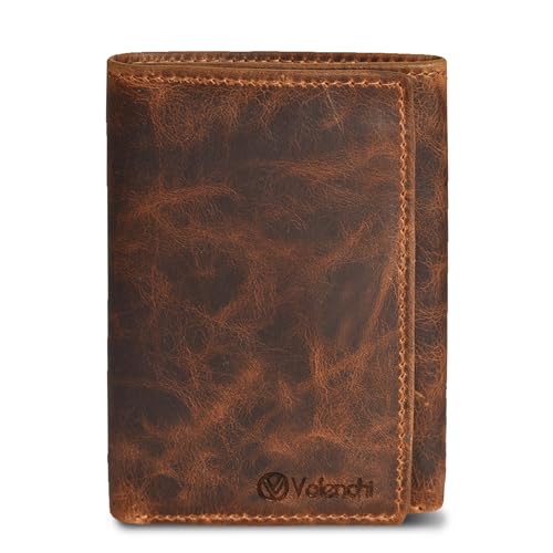 Leather Trifold Wallet For Men - RFID Blocking - 6 Card Slots, 2 Note Compartments & 1 ID Window - Minimalist Design, Slim Wallet - Premium, Fashionable Accessory Gifts for Men, Him