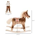 Qaba Kids Rocking Horse, Plush Toddler Rocker, Wooden Base Ride-On Toy with Handle Grip, Traditional Toy for Kids 36M+, Brown - Image 5