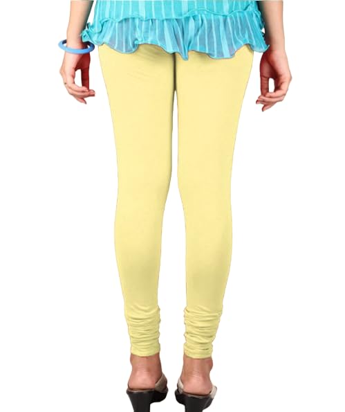 kanna fabric Stretchable Churidar Regular Stylish Comfortable Cotton Skinny Fit Leggings for Women and Girls-Lemon Yellow-picture-21