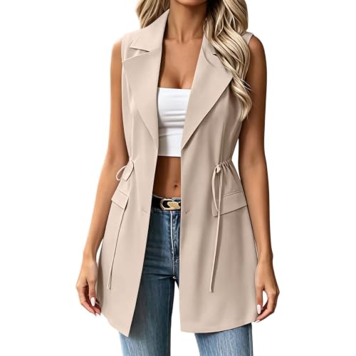 Womens Vest Top Long Sleeveless Blazer Jackets Outwear - image 1
