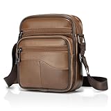 SPAHER® Bolso Hombre Bandolera Pequeña, Bandolera Cuero Hombre Impermeable Bolso de Hombro Piel Vintage Crossbody Bag Casual con Correas de Hombro Ajustables