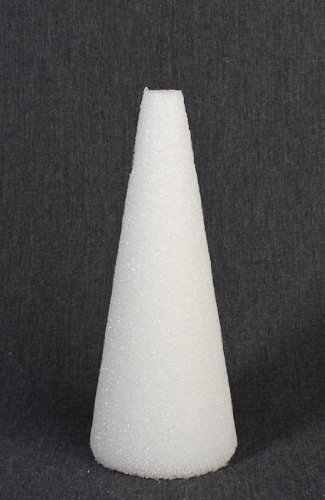 Set of 2 White Styrofoam Cones 9" High for Crafting and Decorating