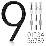 5' Stainless Steel Floating House Number, Metal Modern House Numbers, Mailbox Decor Number with Nail Kit, Coated Black (9) or (6)