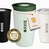 OXXIE Vaso Termo Cafe Para Llevar Pequeño 350ml, Reutilizable y Antigoteo (Verde Pastel)