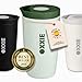 OXXIE Vaso Termo Cafe Para Llevar Pequeño 350ml, Vaso Termico, Aislamiento de Doble Pared, Taza de Cafe de Acero Inoxidable, Taza Termica con Tapa Hermetica, Reutilizable y Antigoteo (Verde Pastel)