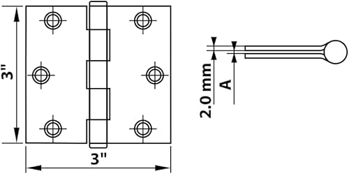 Miniatura 2 de Richelieu 820BCB Onward (Paquete de 2) Bisagra de embutir completa de 3 pulgadas (76 mm) para puerta interior, esquina cuadrada, acabado cromado