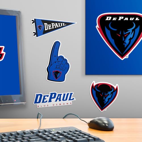 Image of DePaul University 8ct Vinyl Large Deluxe Stickers Variety Pack - Laptop, Water Bottle, Scrapbooking, Tablet, Skateboard, Indoor /Outdoor - Set of 8