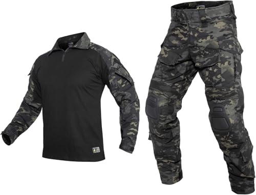 Chemise tactique homme YEVHEV et pantalon de combat pour activités de plein air et airsoft
