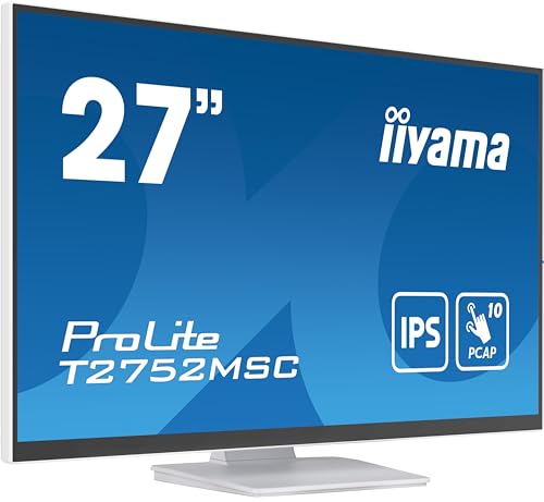 iiyama Prolite T2752MSC-W1 68.6cm 27' IPS LED Monitor FullHD 10 Punkt Multitouch optisch gebondet kapazitiv HDMI DP USB3.2 7H Anti-Fingerprint Weiss