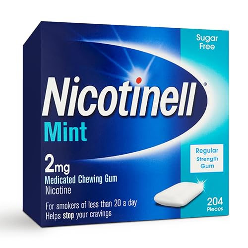 Nicotinell Mint Gum 2mg (204 Pieces), Stop Smoking Aid, Sugar Free Nicotine Gum, Mint Flavour, 2mg Regular Strength for Light Smokers, Quit Smoking Aid, Mega Pack