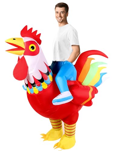 Liitrsh Inflatable Chicken Costume Adult Rooster Halloween Ride on Chicken