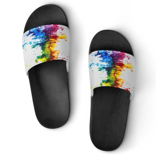 Pantoufles à encre arc-en-ciel pour des matins confortables à la maison