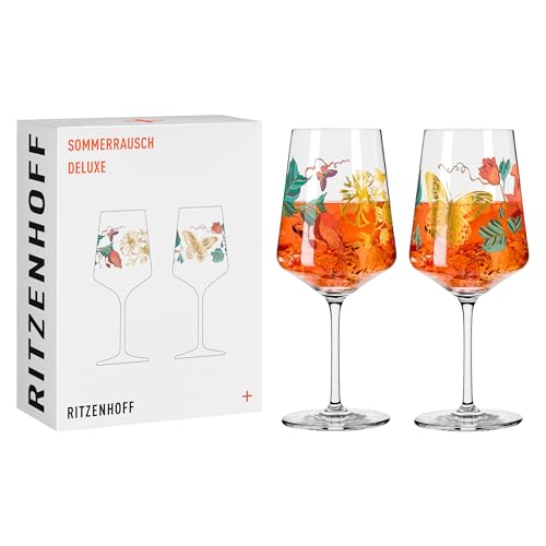 RITZENHOFF Sprizz 2841020 Aperitif Glass Set of 2 500 ml Summer Rausch Deluxe Series with Colourful Collage - Made in Germany
