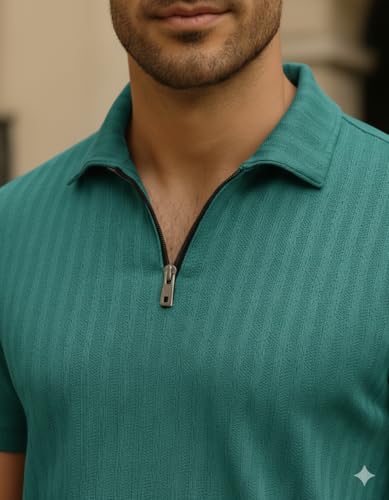 Image of Preneum Men's Polo T‑Shirt | Comfortable Rich Polycotton, Band Collar, Regular Fit | Stylish & Premium All Day Wear (Available in Plus Sizes)