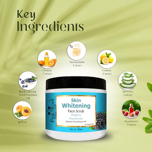 Image of Pink Root Skin Whitening Scrub 100ml, Contains Niacinamide Extract for Instant Skin Whitening, Skin Lightening, Removes Dark Spot, Reduces Pigmentation